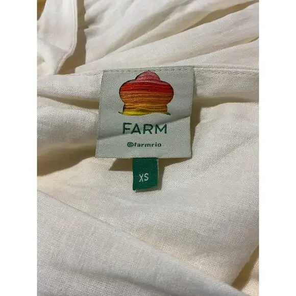 Farm Rio Cut Out White Linen Midi Dress Size XS - Picture 4 of 8